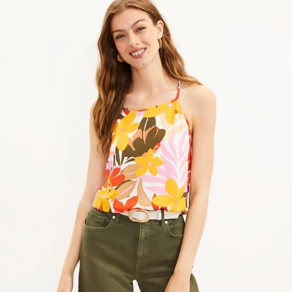 LOFT Tropical Halter Graphic‎ Floral Sz S - NWT